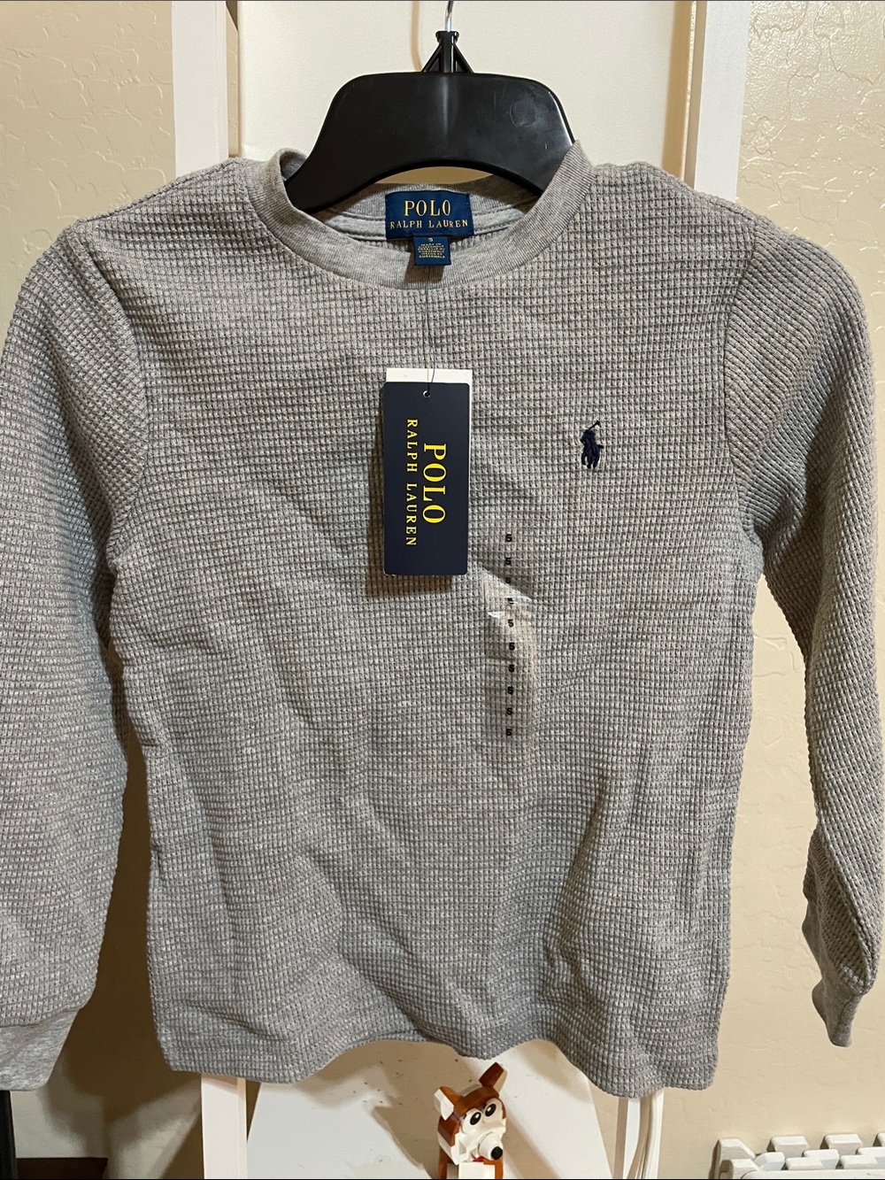 Polo by Ralph Lauren Gray Waffle Knit Long Sleeve Top